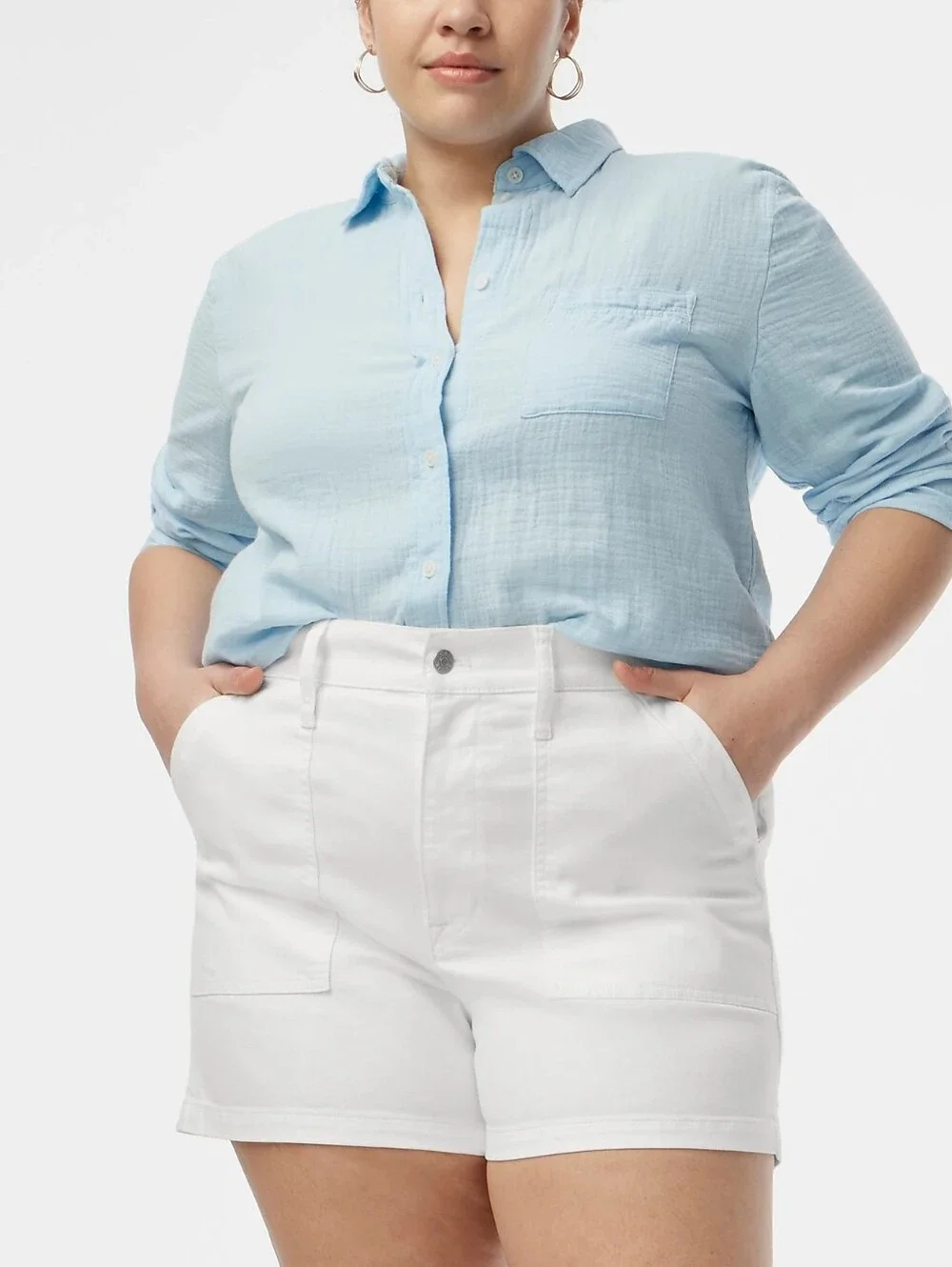 J Crew White utility denim short